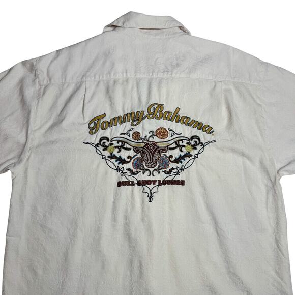 Tommy Bahama Other - Tommy Bahama Camp Shirt Ivory Silk Men's Large 90s Western Y2K Coastal Resort